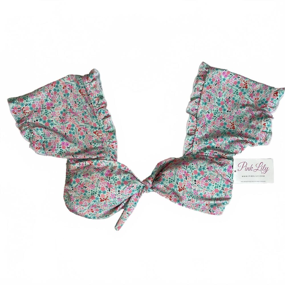 Pink Lily‎ Floral Ruffle Sleeve Bikini Top